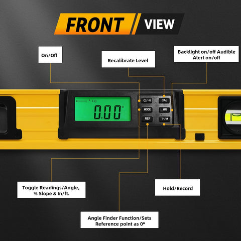 Bghdas digital level magnetic base secures to metal surfaces for stable measurements.