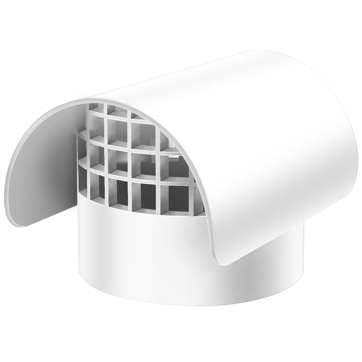 Bghdas 3-inch radon vent cap installed on a PVC pipe protecting the system from rain