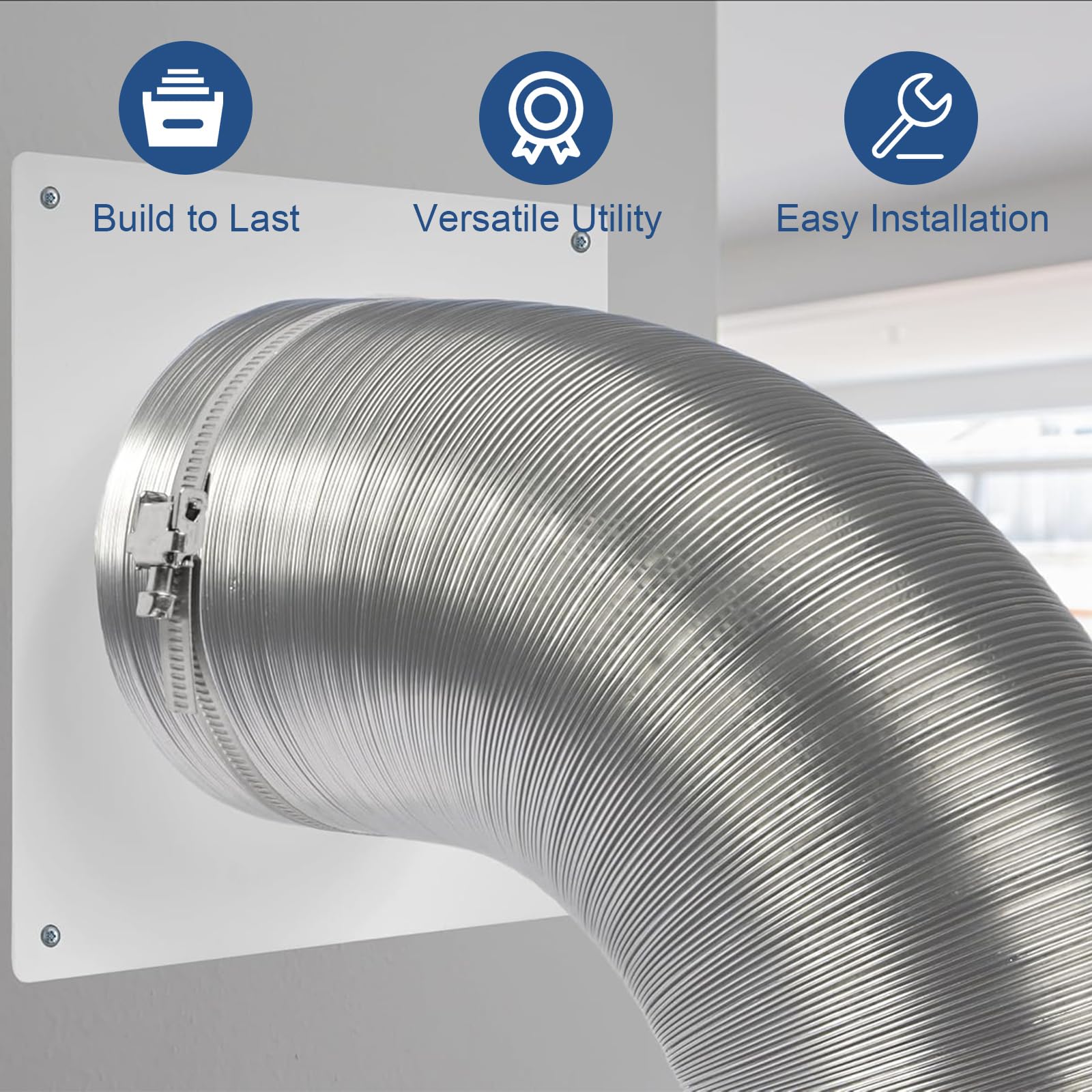 Bghdas 4 inch duct flange side view showing slim profile for wall mounting.