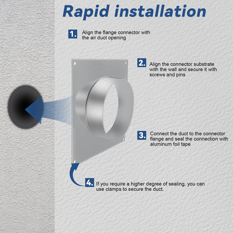 Bghdas 4 inch flange applicable to dryer vents, HVAC, and general ventilation.