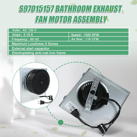 Bghdas S97015157 low-noise operation at 4 Sones for quiet bathrooms.