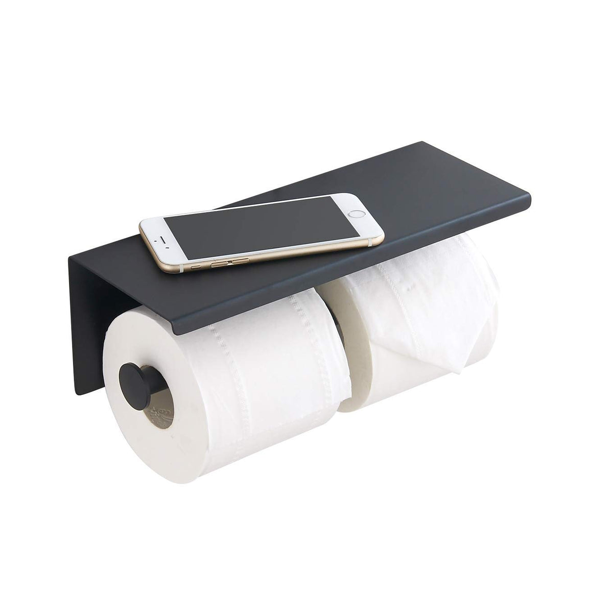 BGL 304 stainless double holder with matte black finish for durable bathroom organization.