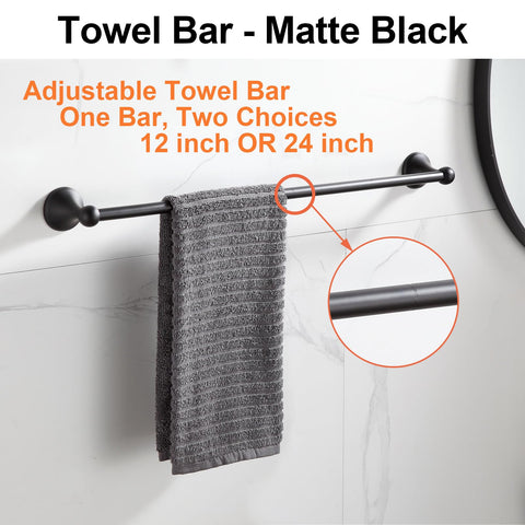 BGL extendable towel bar extended to 24 inches for versatile drying.