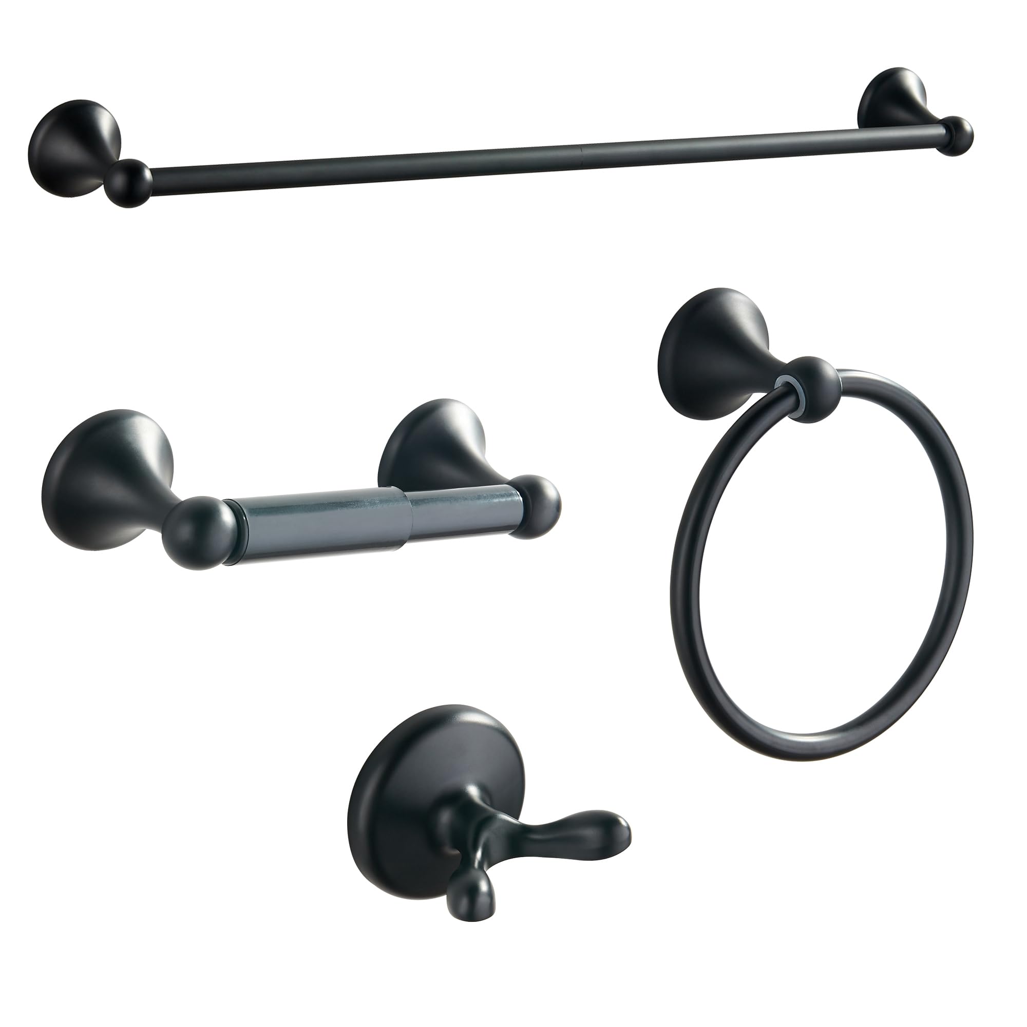 BGL matte black bathroom set on wall showing cohesive style and organized storage.