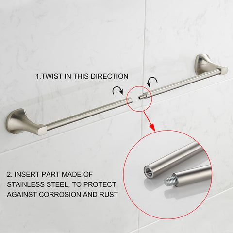 BGL Brushed Nickel hardware highlights zinc alloy construction with anti-corrosion properties.