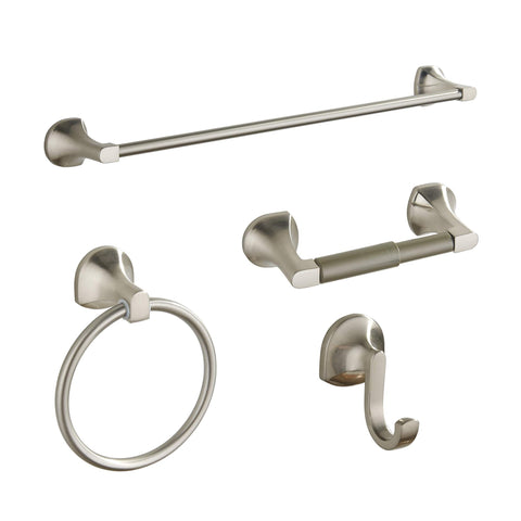 BGL Brushed Nickel extendable towel bar set to 12 or 24 inches for flexible spaces.