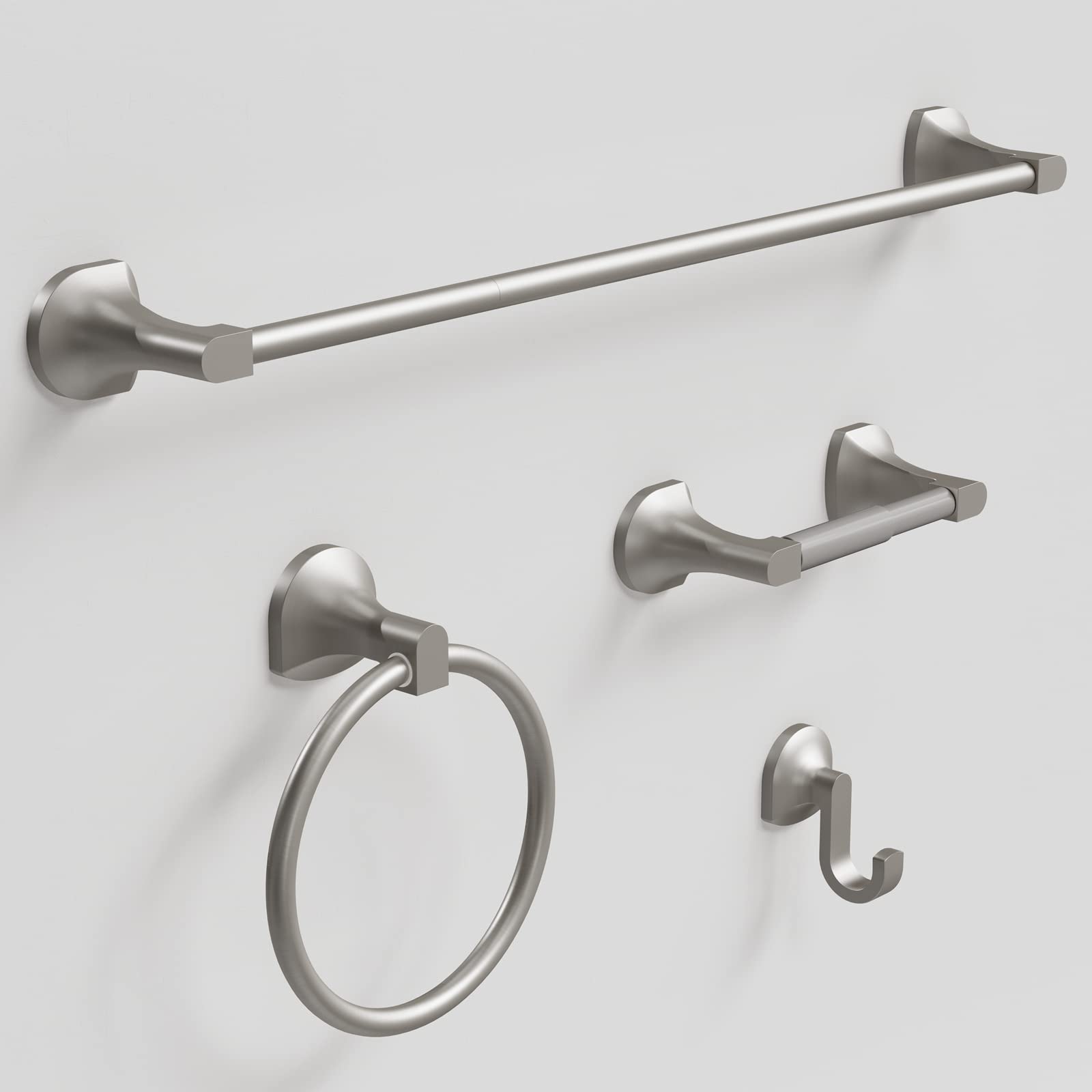 BGL Brushed Nickel robe hook mounted on wall for secure hanging.