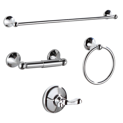 BGL bathroom hardware set in chrome shows four pieces for cohesive organization
