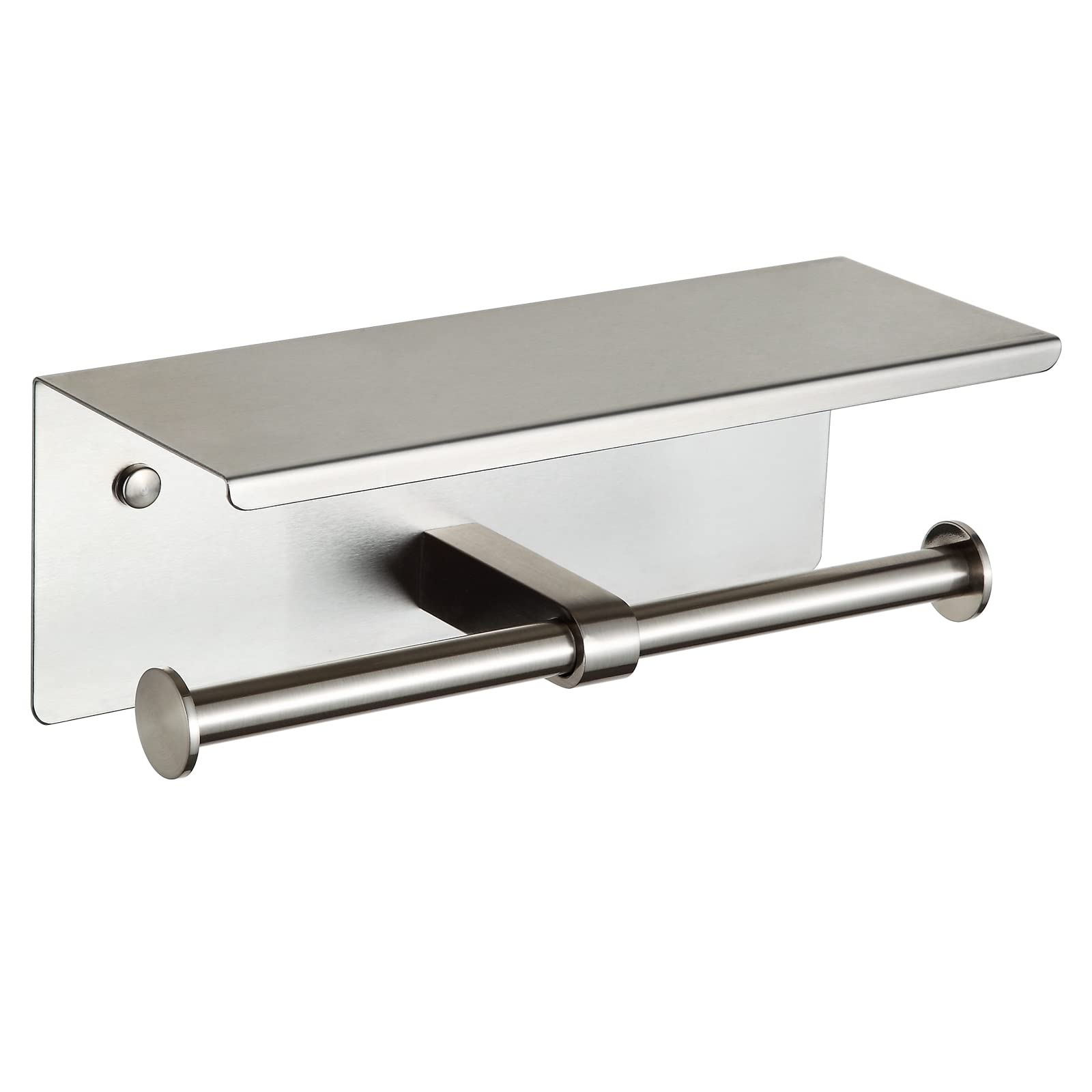 BGL double toilet holder with shelf mounted on wall for organized bathroom storage