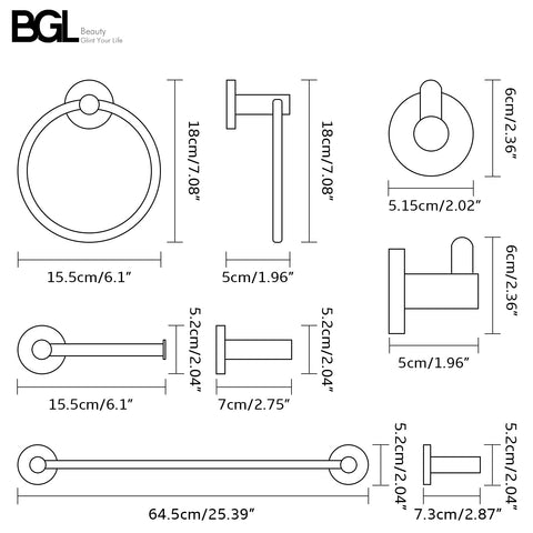 BGL matte black 24-inch towel bar installed in a modern bathroom.