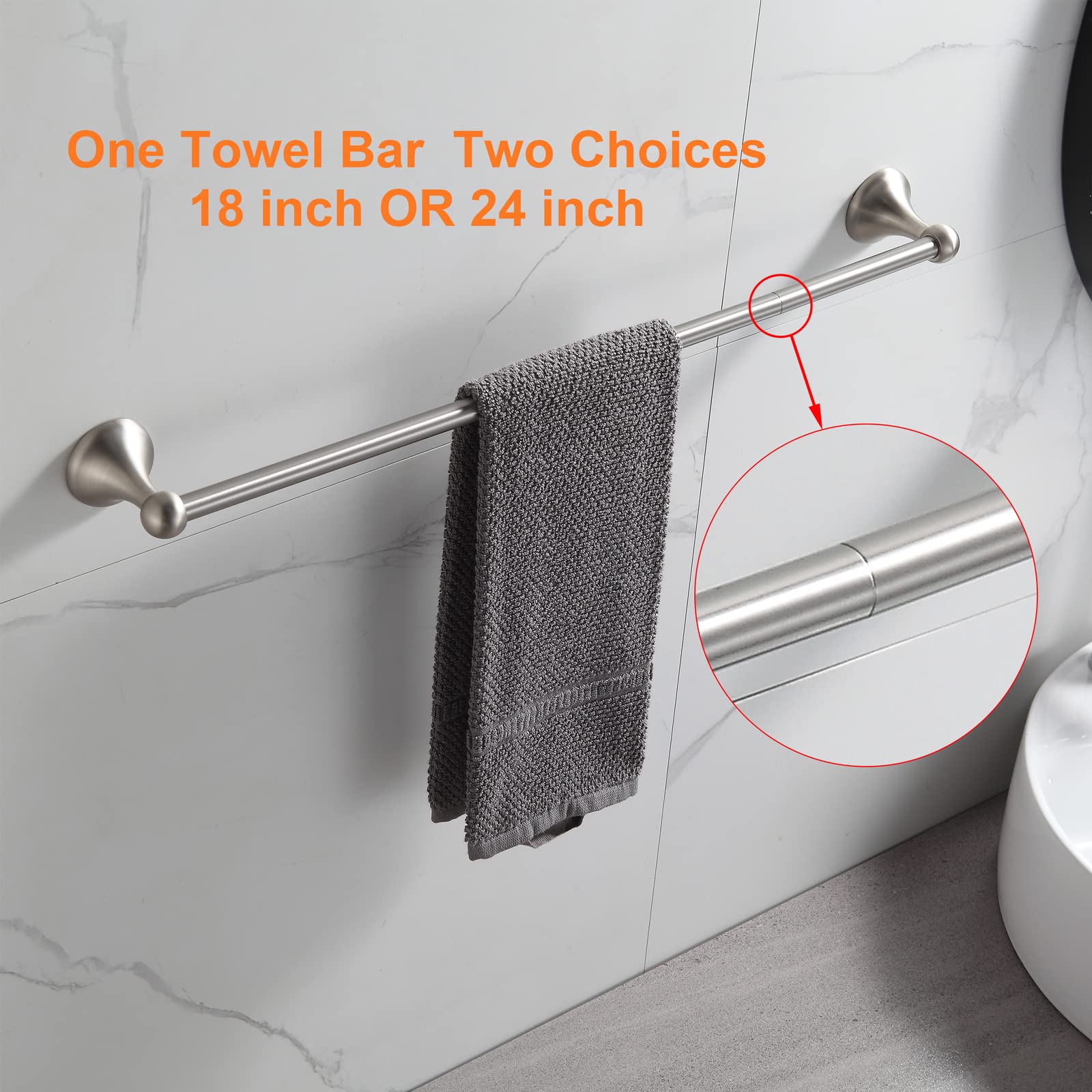 BGL brushed nickel towel ring offering easy reach and tidy hand towels.
