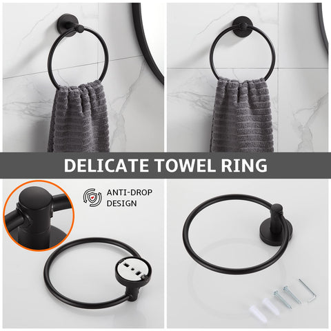 BGL towel ring in matte black for quick towel access.