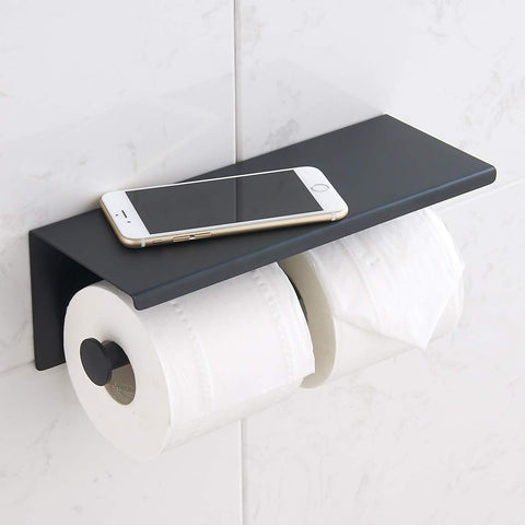 BGL wall-mounted toilet paper holder with shelf for convenient storage.