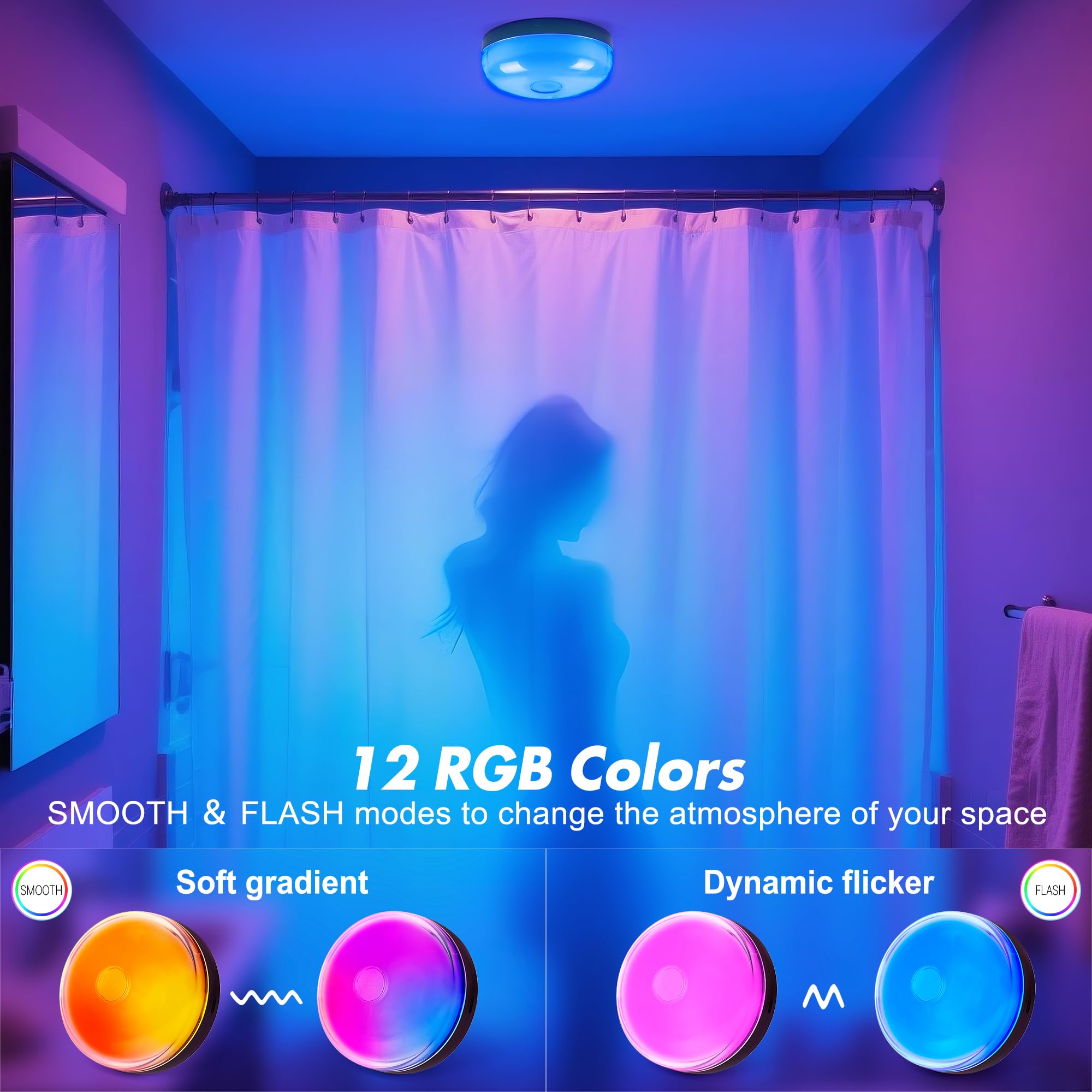 Bgmonster 2Pack shower light with remote control for easy color changes from anywhere