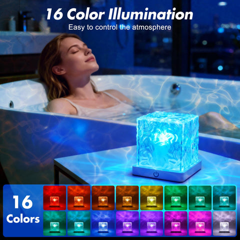 Bgmonster ocean wave projector fills the bathroom with dynamic color and ambiance.