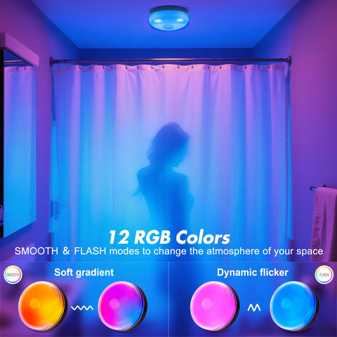 Bgmonster RGBW color-changing LED shower light for spa-like mood lighting.