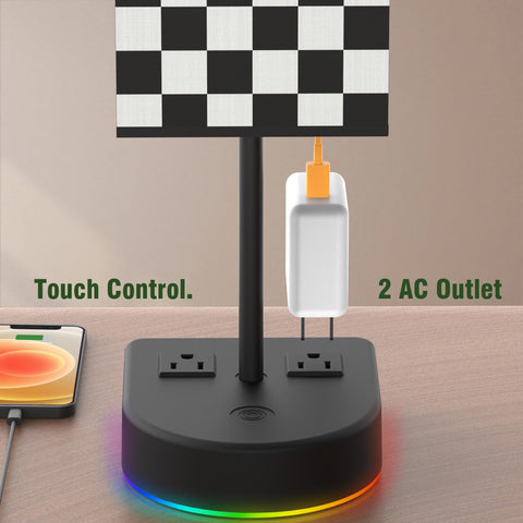 Two AC outlets on the lamp for convenient device charging.