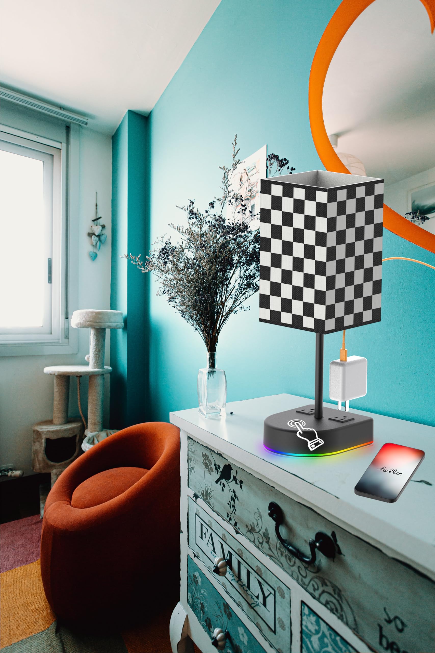 Stable base keeps the lamp steady on a nightstand.