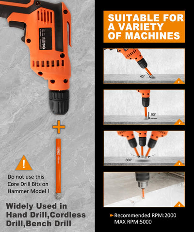 BGTEC drill bit set for tile and ceramic applications yielding clean edges