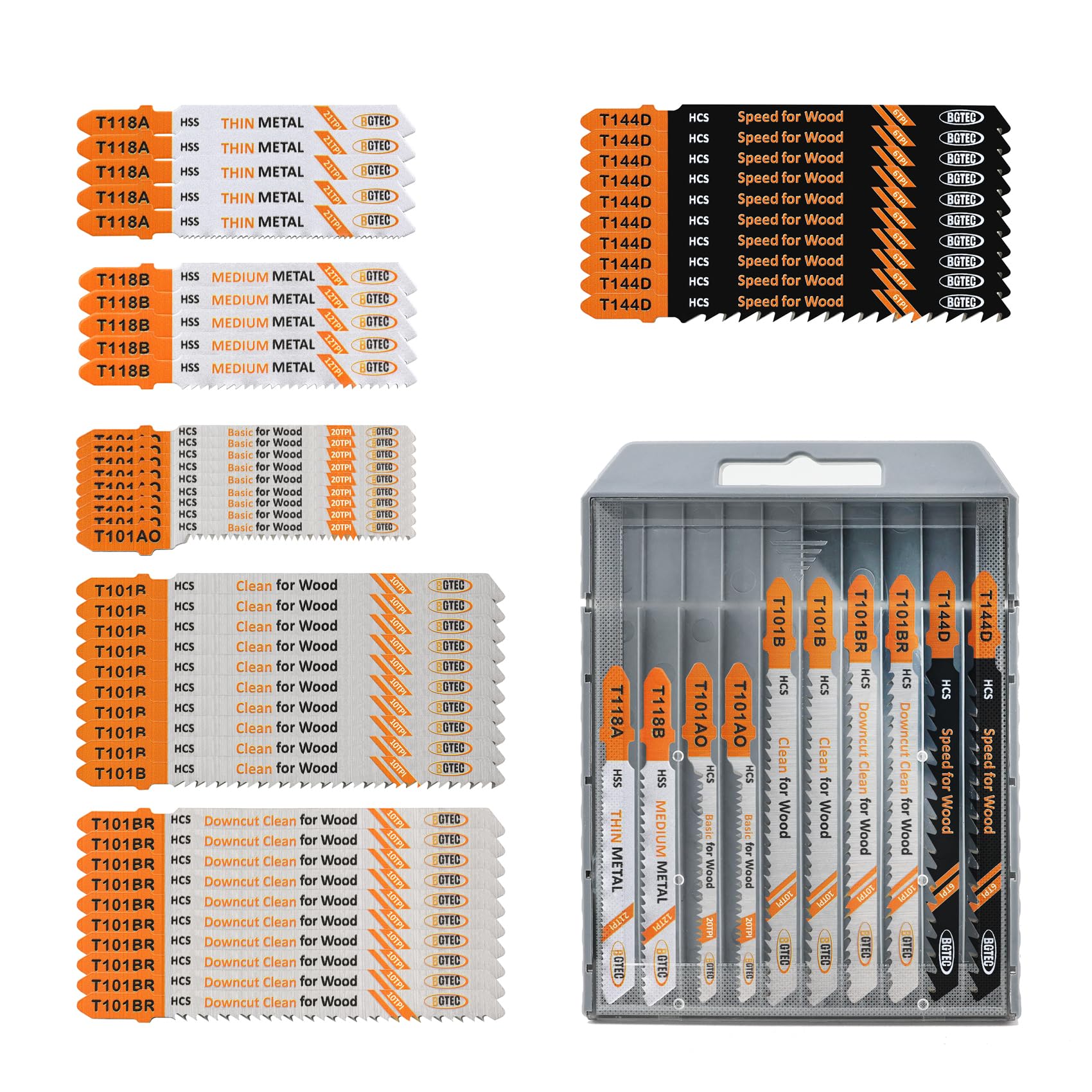 BGTEC T118A/B metal cutting blades with T-shank for straight, efficient cuts.