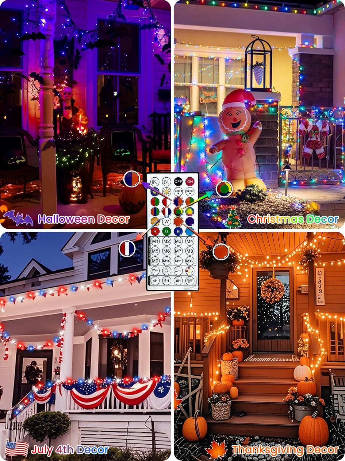 BHCLIGHT easy-install decorative lights adaptable to trees, doors, and fences.
