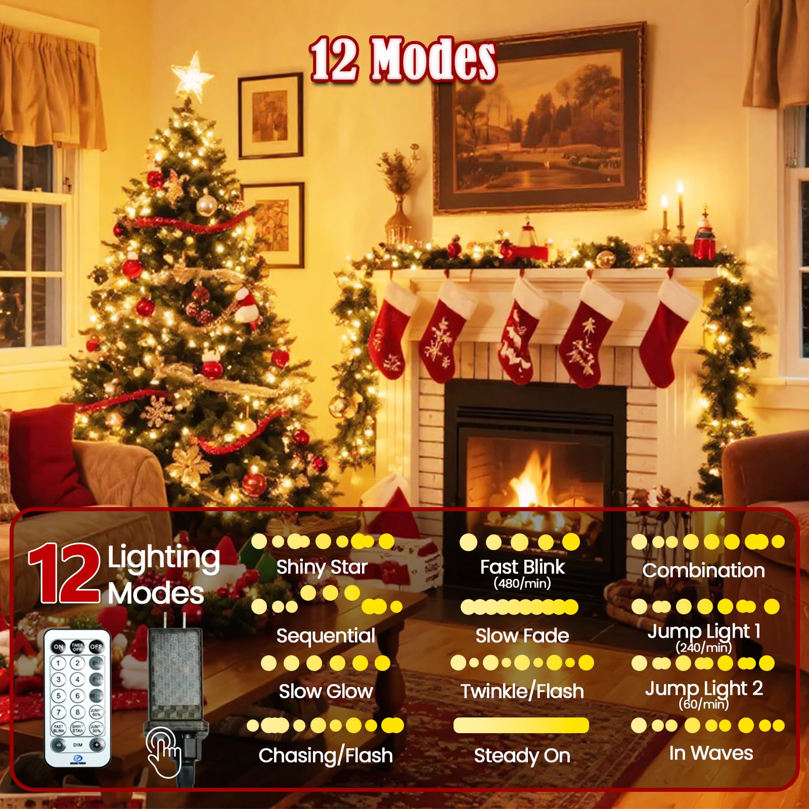 BHCLIGHT twelve modes LED string for versatile holiday lighting