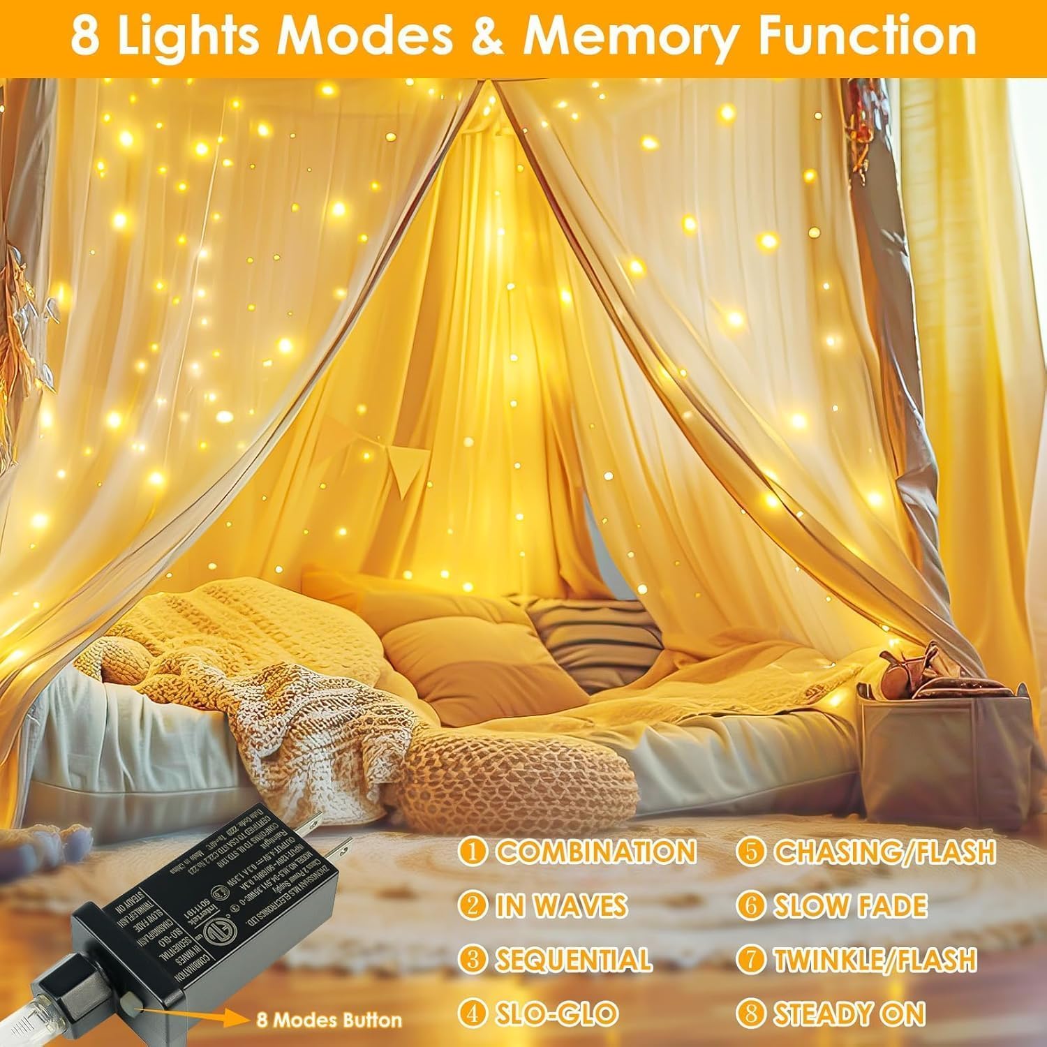BHCLIGHT warm white LED string lights suit bedroom decor and parties.