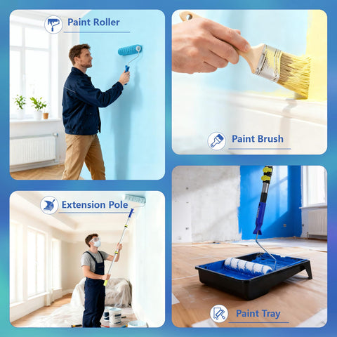 BHLUUIYER 4-foot extension pole allows reaching high walls.