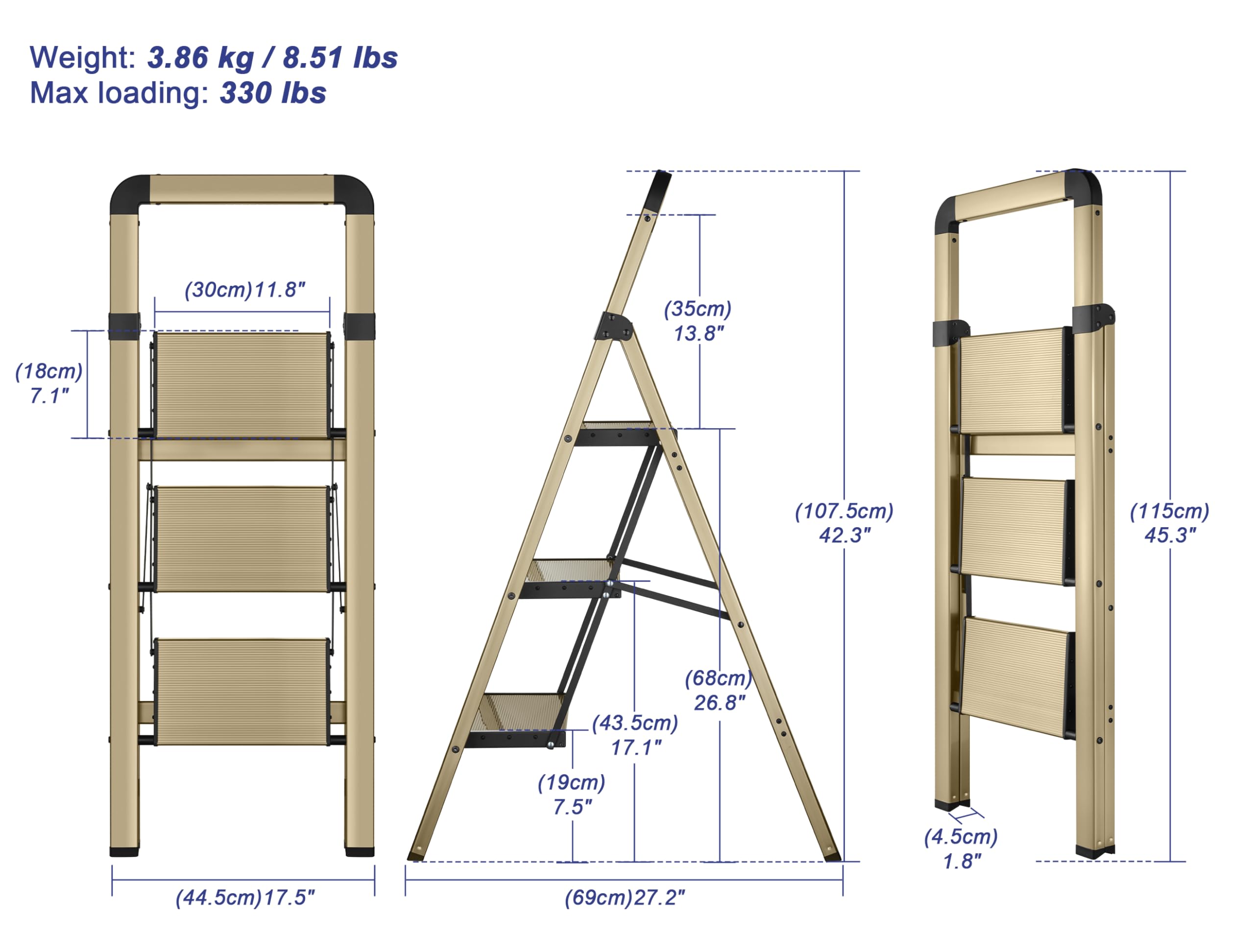 Bibkoke Step Ladder folded compact for easy closet storage