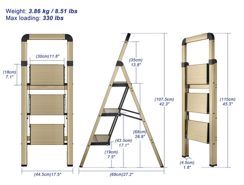 Bibkoke Step Ladder folded compact for easy closet storage