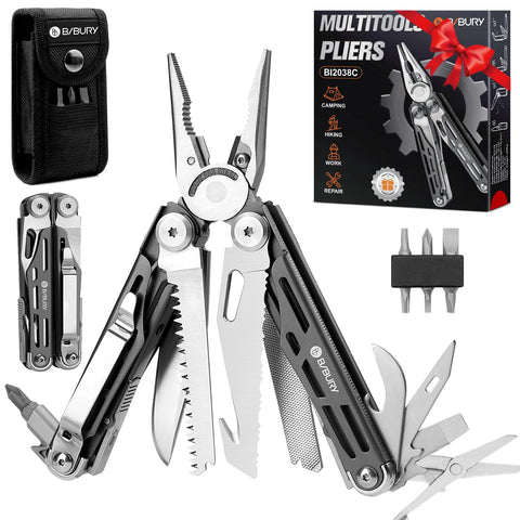 BIBURY BI2038C 19-in-1 multitool opened for outdoors and tasks