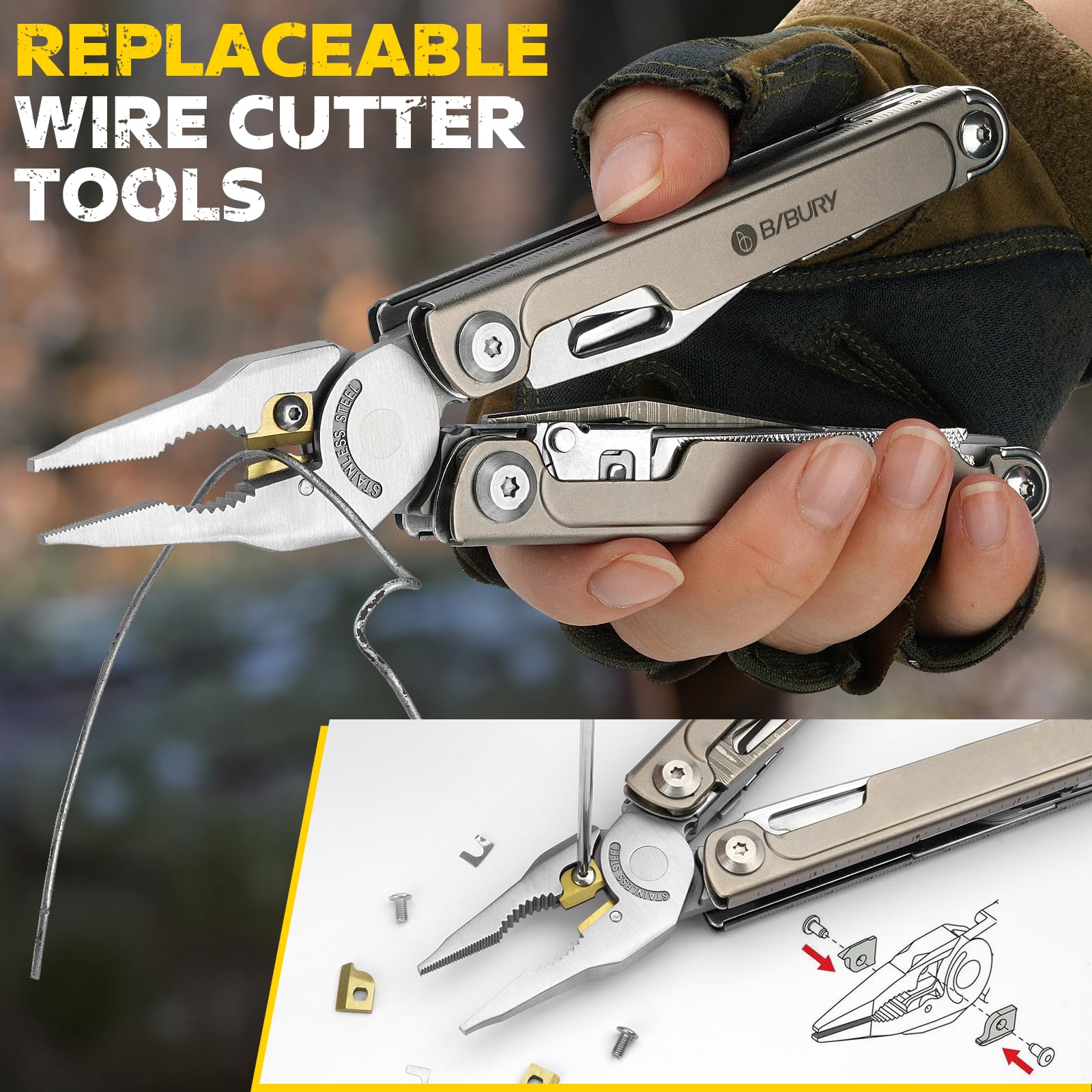 BIBURY BI2049TI pliers and scissors provide precise cutting and gripping