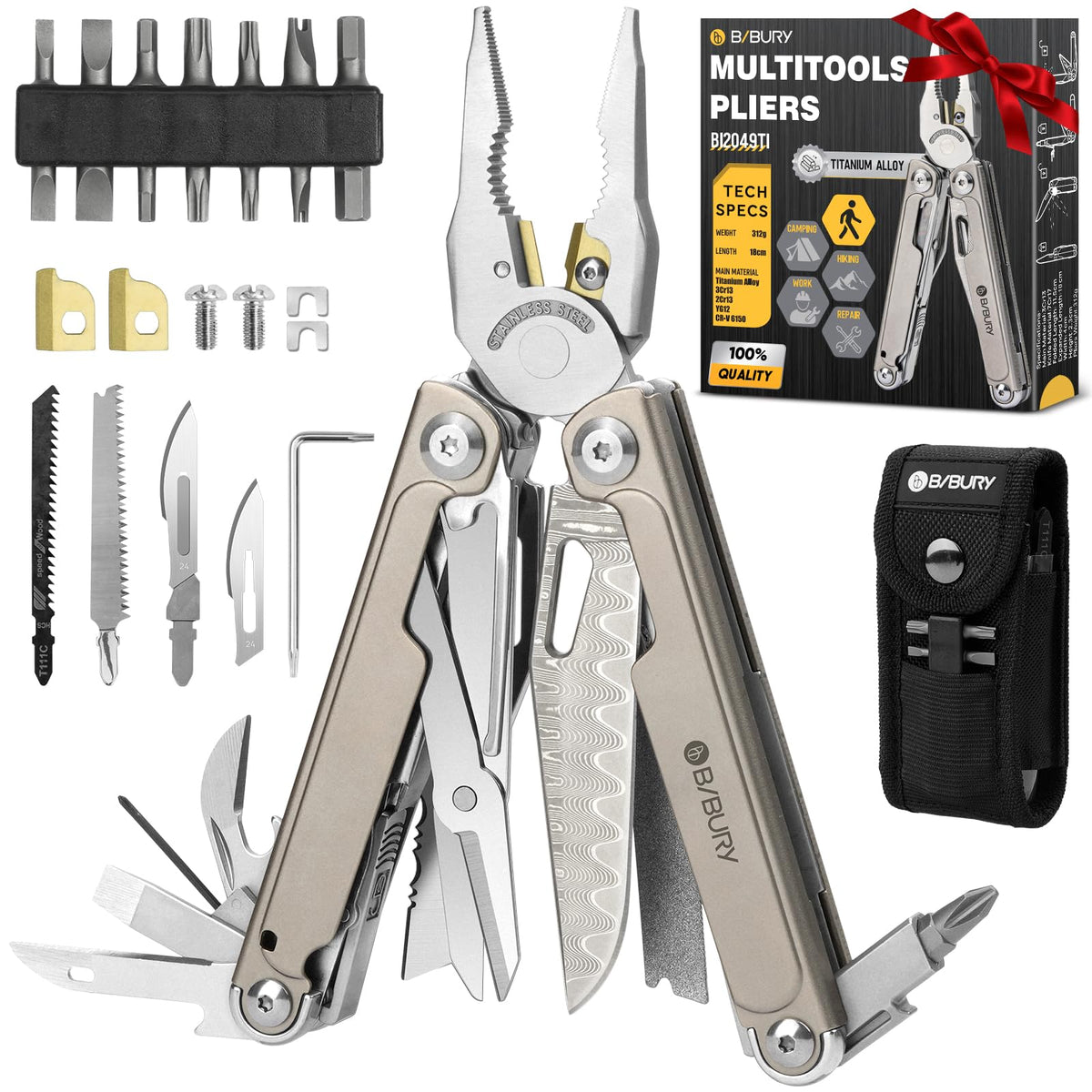 BIBURY BI2049TI titanium alloy multitool with durable handle for daily carry