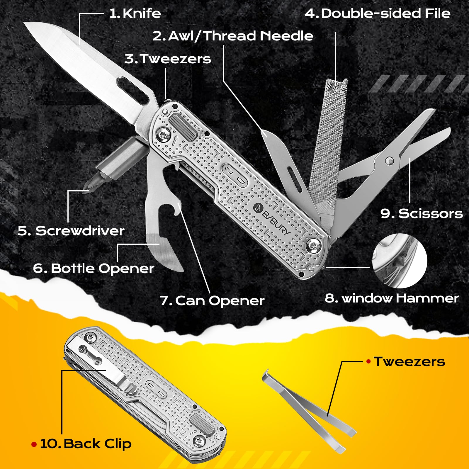 Self-locking system on BIBURY BI2056 ensures safe tool deployment