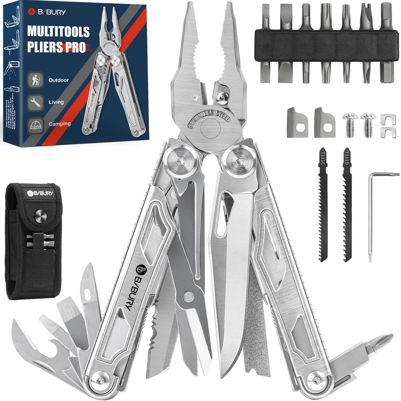 BIBURY BI2045 multitool folded for pocket carry and everyday tasks.
