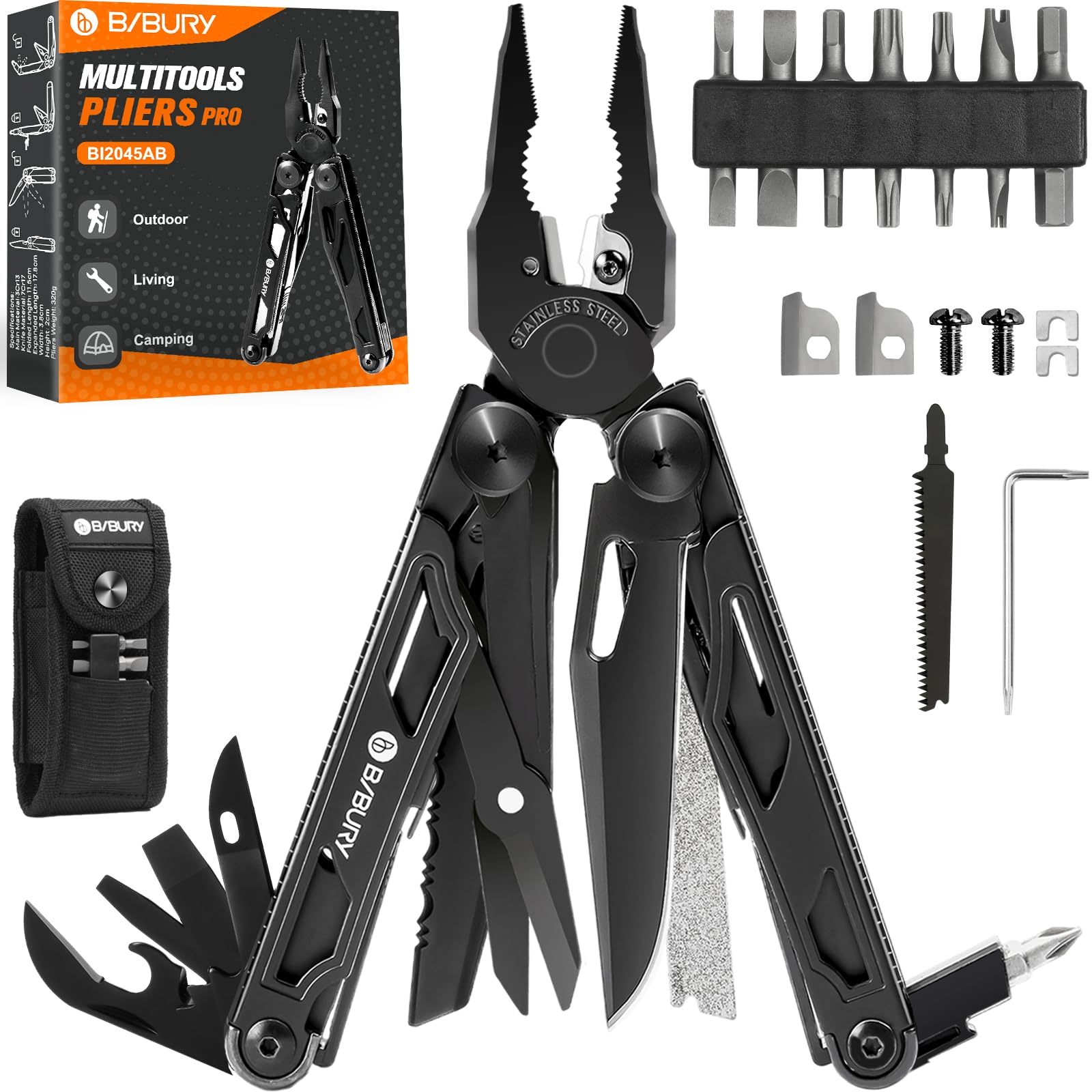 Bibury Multitool Pliers Pro BI2045AB folded for portable everyday carry