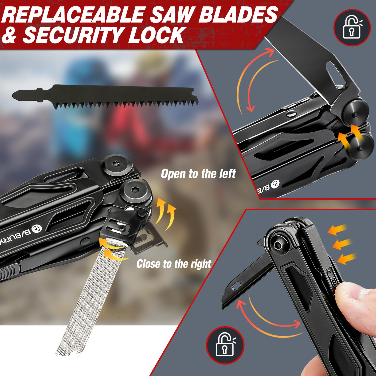 Bibury Multitool Pliers Pro BI2045AB interchangeable saw emphasizes versatility