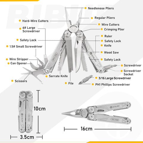 BIBURY multitool pocket knife and scissors ready for everyday carry.