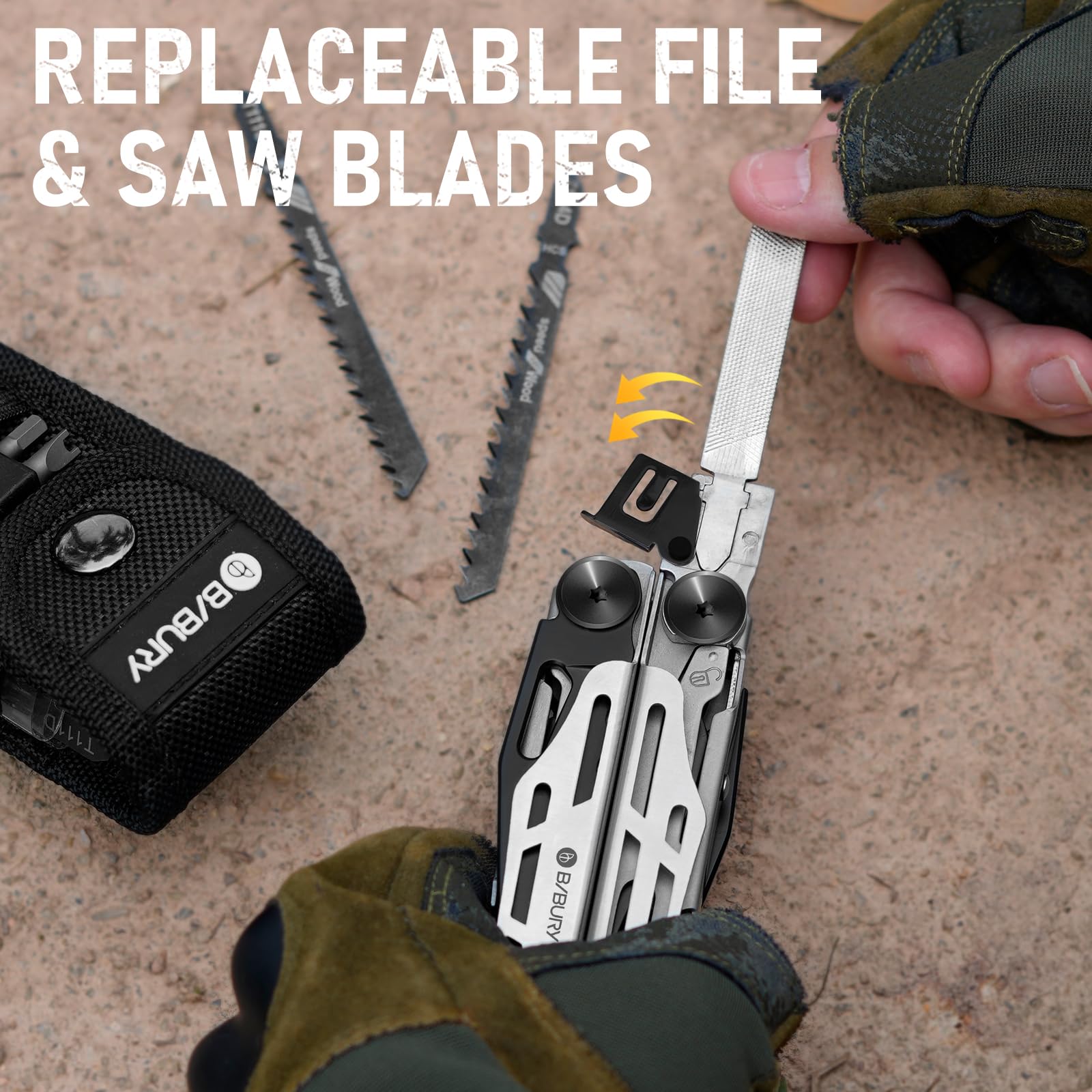 BIBURY Multitool Pro interchangeable blades and saw for versatile outdoor tasks