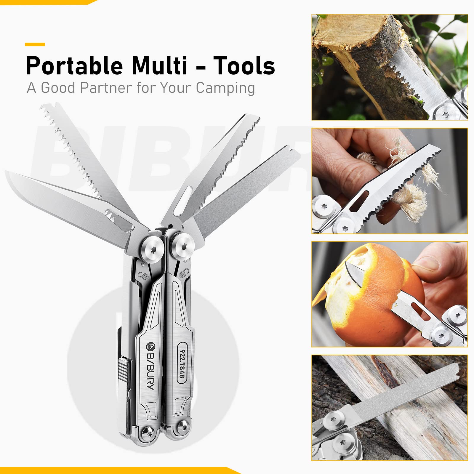 BIBURY multitool safety locking design keeps tools secure during use.