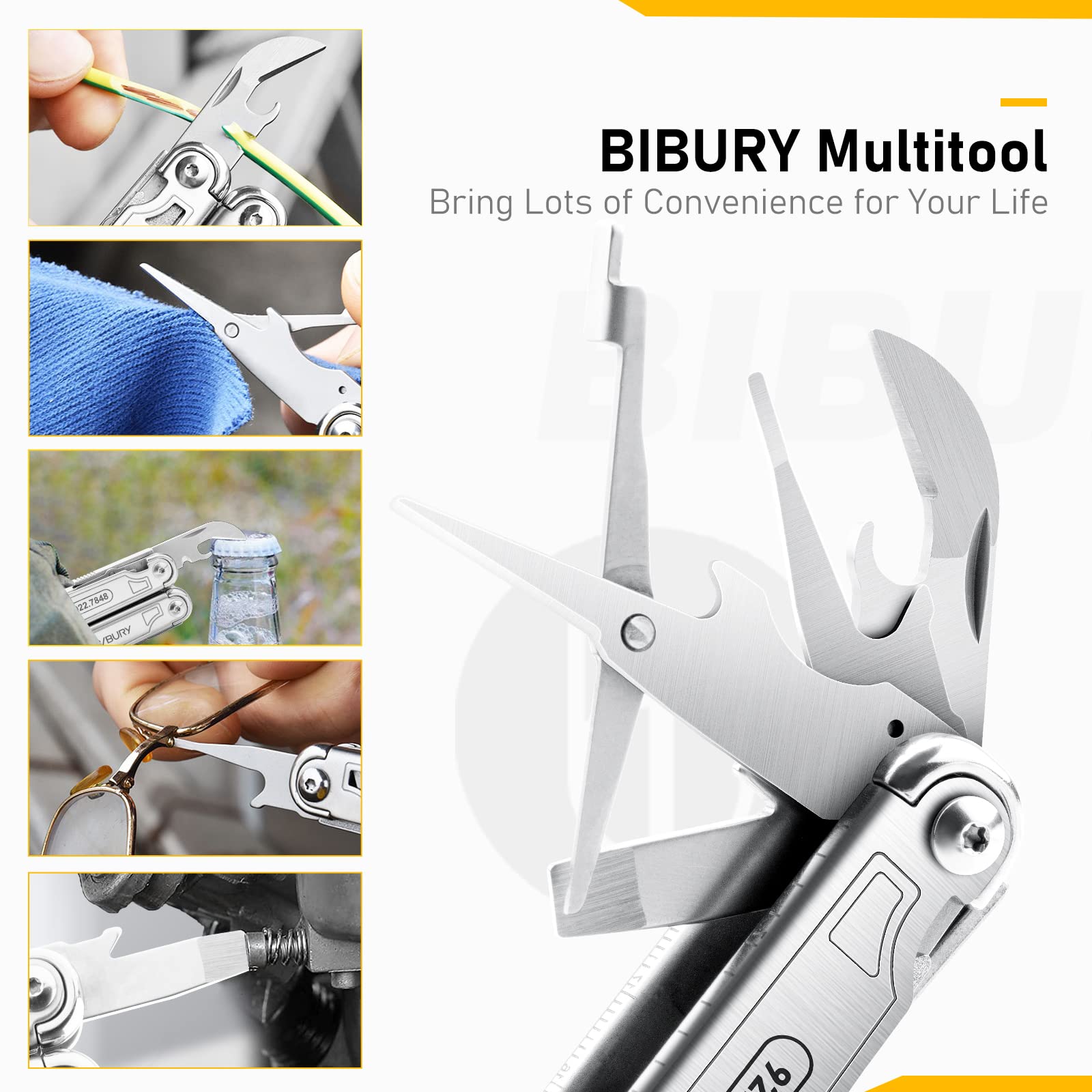 BIBURY 420 stainless steel multitool resists rust and tackles tough tasks.