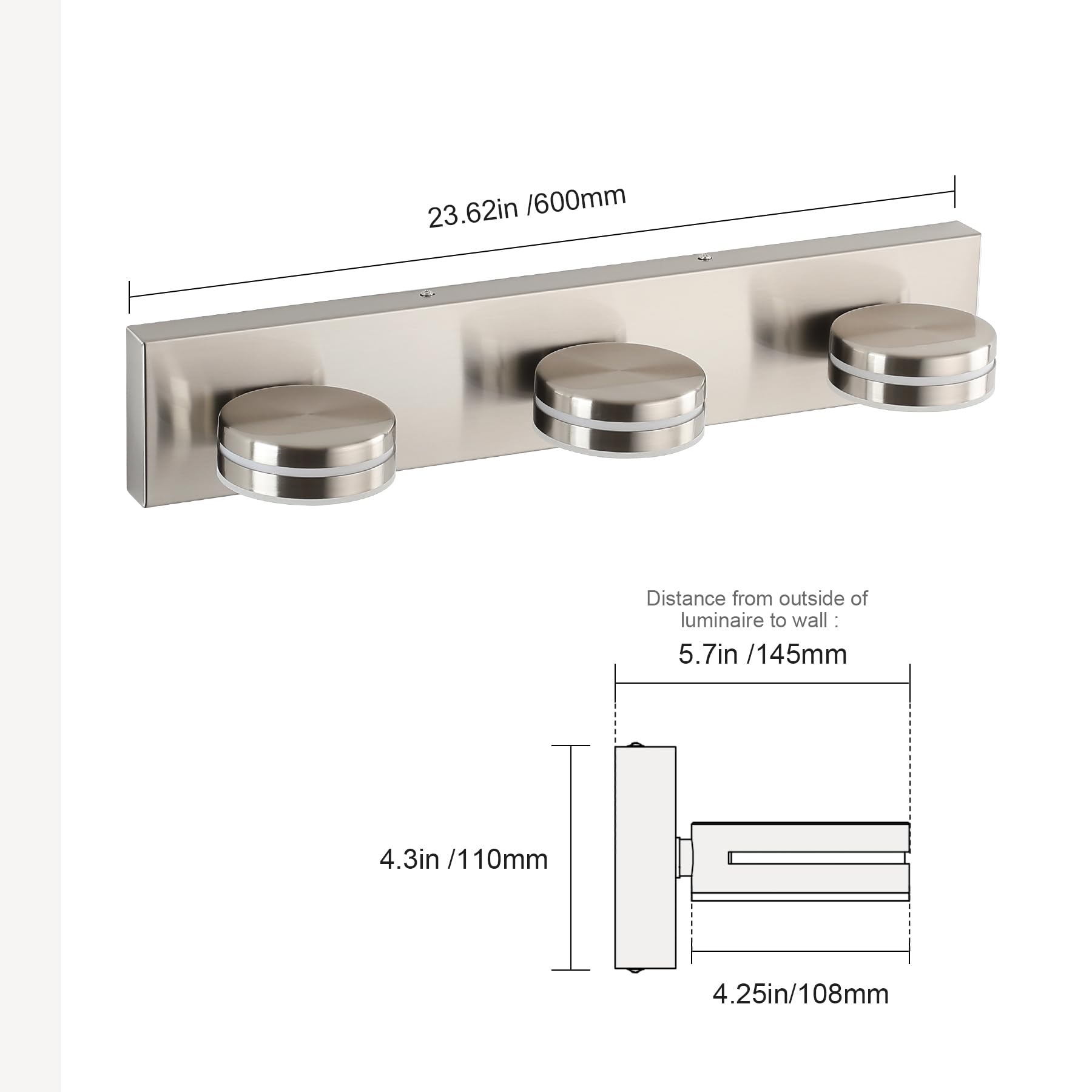 Bicrink brushed nickel bathroom light with easy clean finish stays pristine