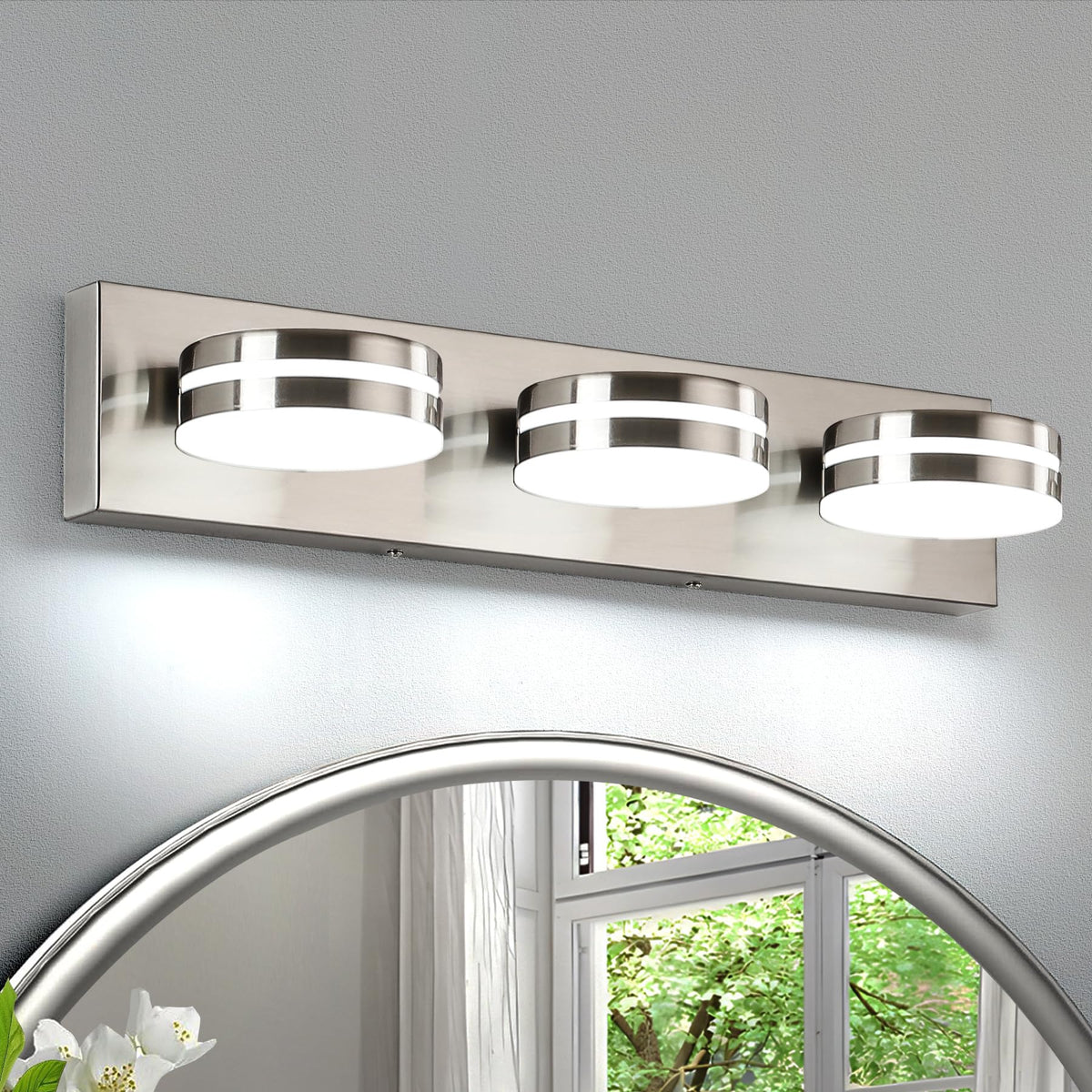 Bicrink brushed nickel bathroom light over mirror delivers clear grooming illumination