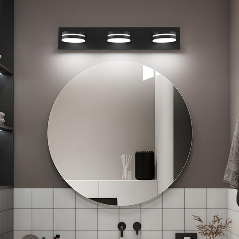 Bicrink vanity light with 360 rotating heads for flexible lighting.