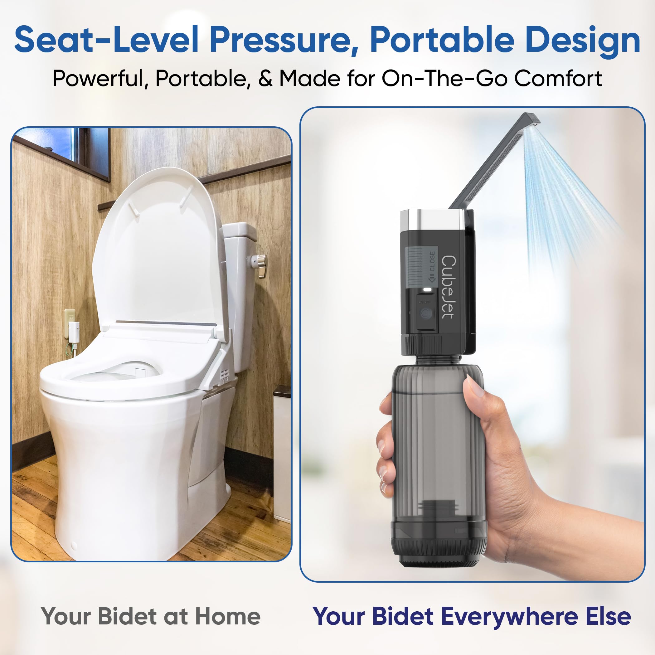 Bidet Buddy CubeJet adjustable spray settings for customized cleansing.
