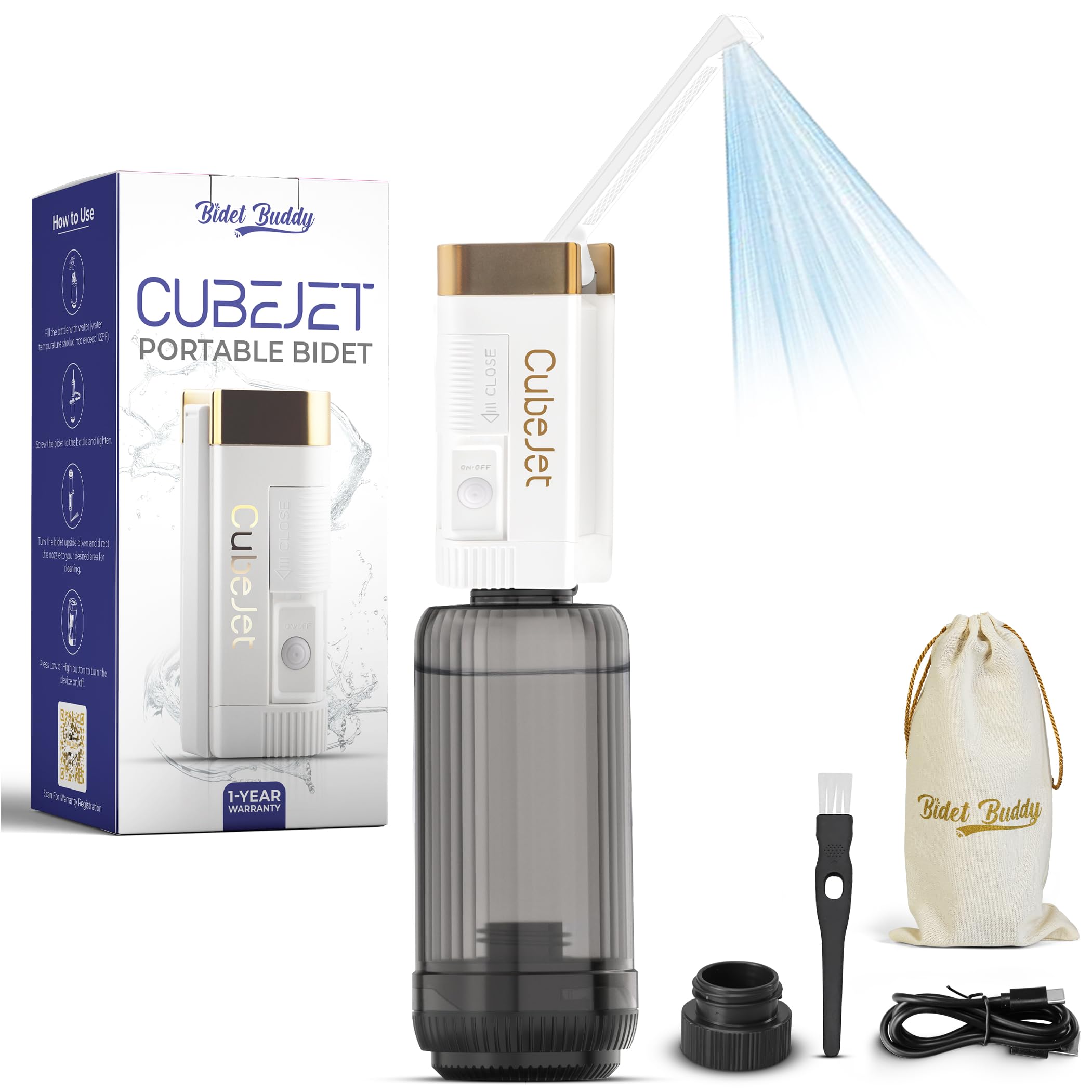 Bidet Buddy CubeJet portable design for on-the-go refreshing hygiene.