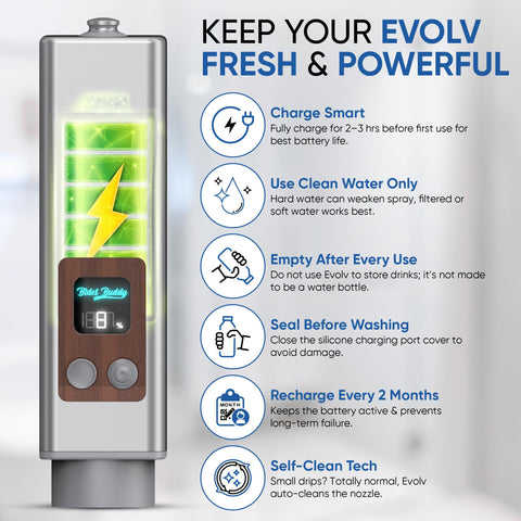 Bidet Buddy Evolv 530ml bottle included for ready hydration on the go.