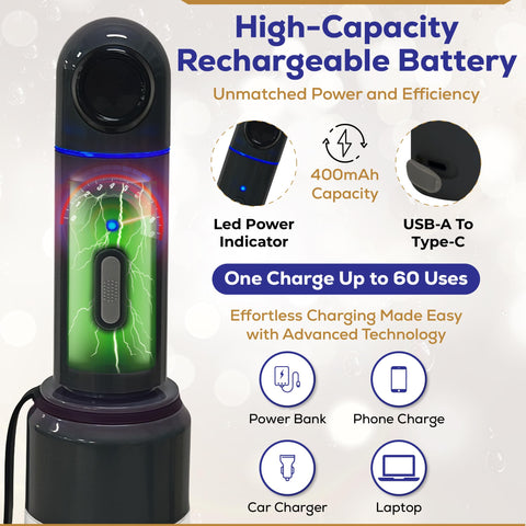 LuxeJet 400mAh battery delivers up to 60 uses per charge.