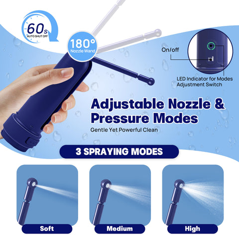 Bidezo 180-degree nozzle enables precise cleansing.