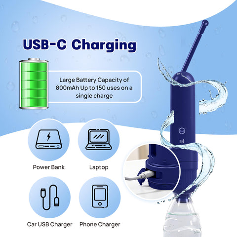 Bidezo USB-C rechargeable battery for multiple cleanings per charge.
